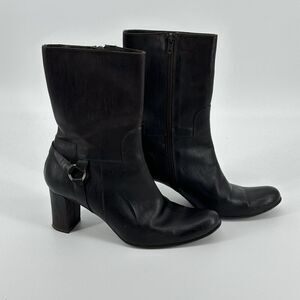 John Varvatos Block Heels Harness Boots F3013204 Sz 9.5 Moto Hand Made In Italy